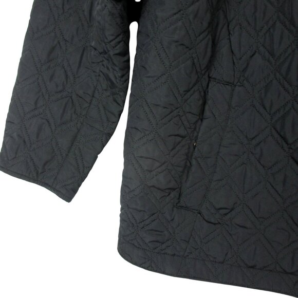 Lands’ End Black Quilted Jacket Button Front 1X Primaloft - Picture 3 of 8